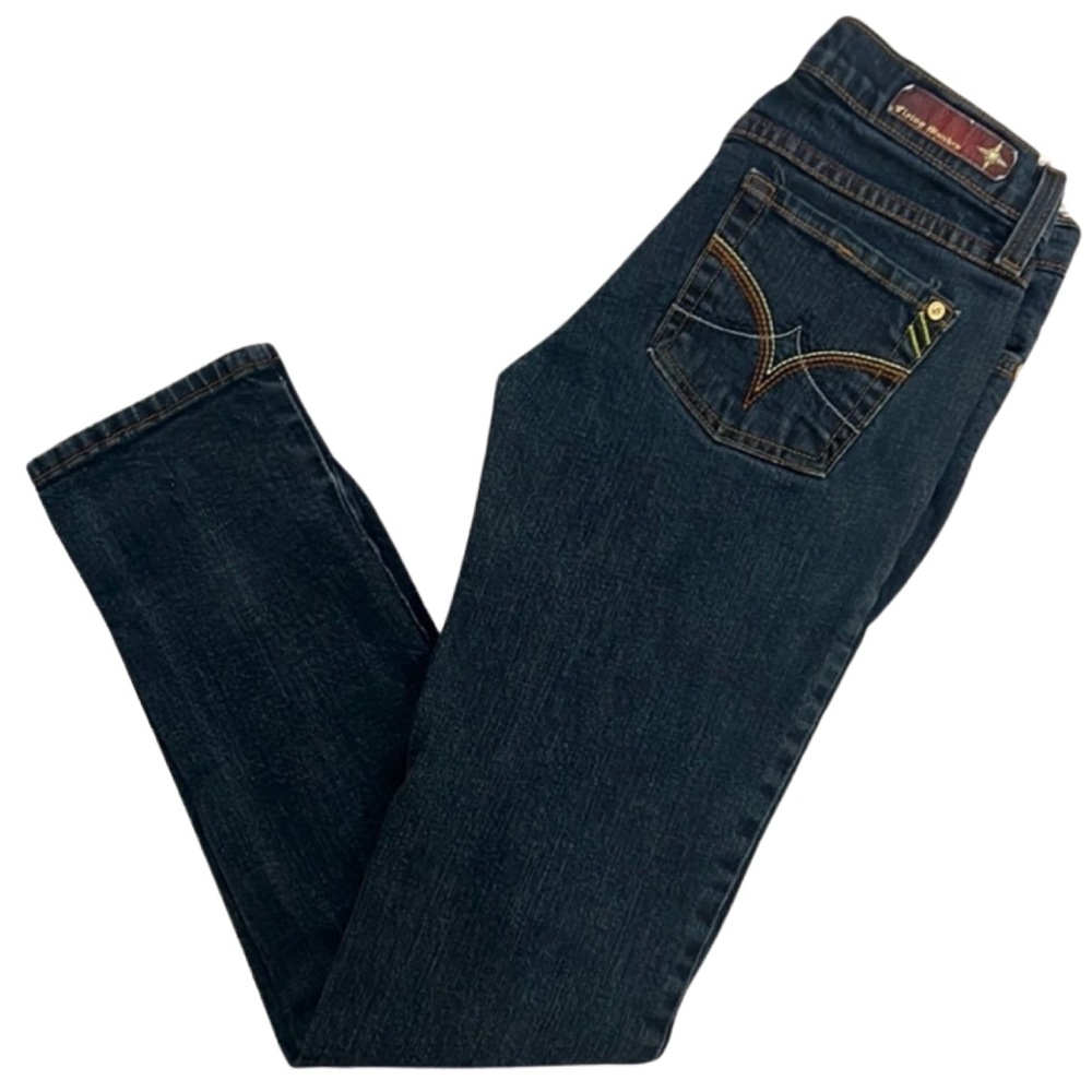 Flying Monkey Denim Jeans women’s dark indigo wash size 7 juniors, stretch boho